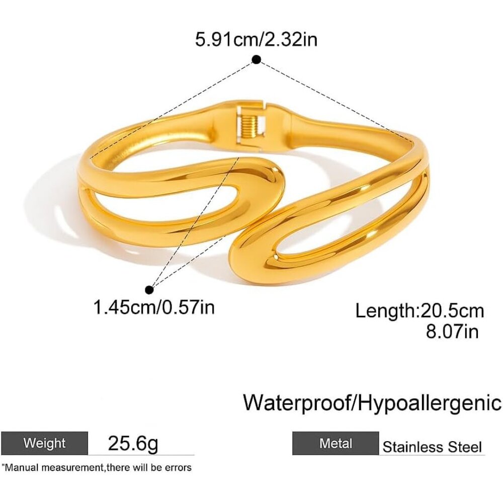 Gold Bangle Bracelet Dainty Stackable Cuff Jewelr… - image 4